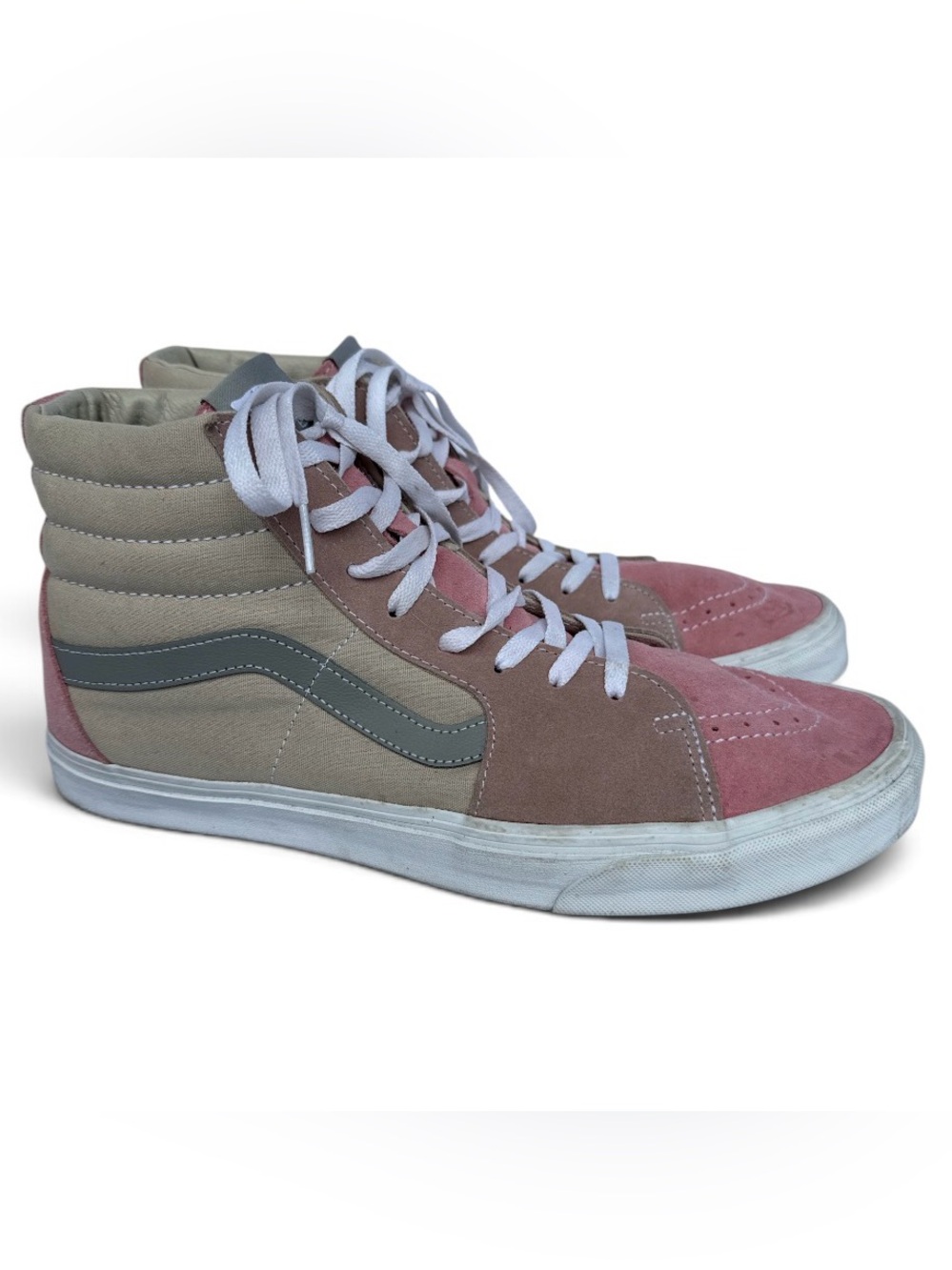 Vans Men’s High-Top Sneakers in Pink and Beige